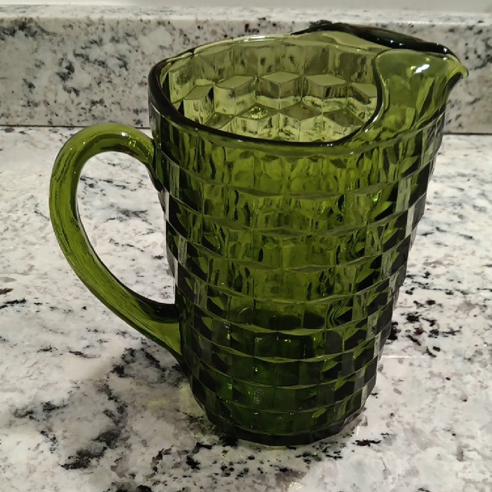 Vintage Whitehall green glass pitcher